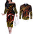New Zealand Couples Matching Off The Shoulder Long Sleeve Dress and Long Sleeve Button Shirts Aotearoa Manaia Maori Fern Tattoo Arty LT9 Reggae - Polynesian Pride