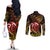 New Zealand Couples Matching Off The Shoulder Long Sleeve Dress and Long Sleeve Button Shirts Aotearoa Manaia Maori Fern Tattoo Arty LT9 - Polynesian Pride