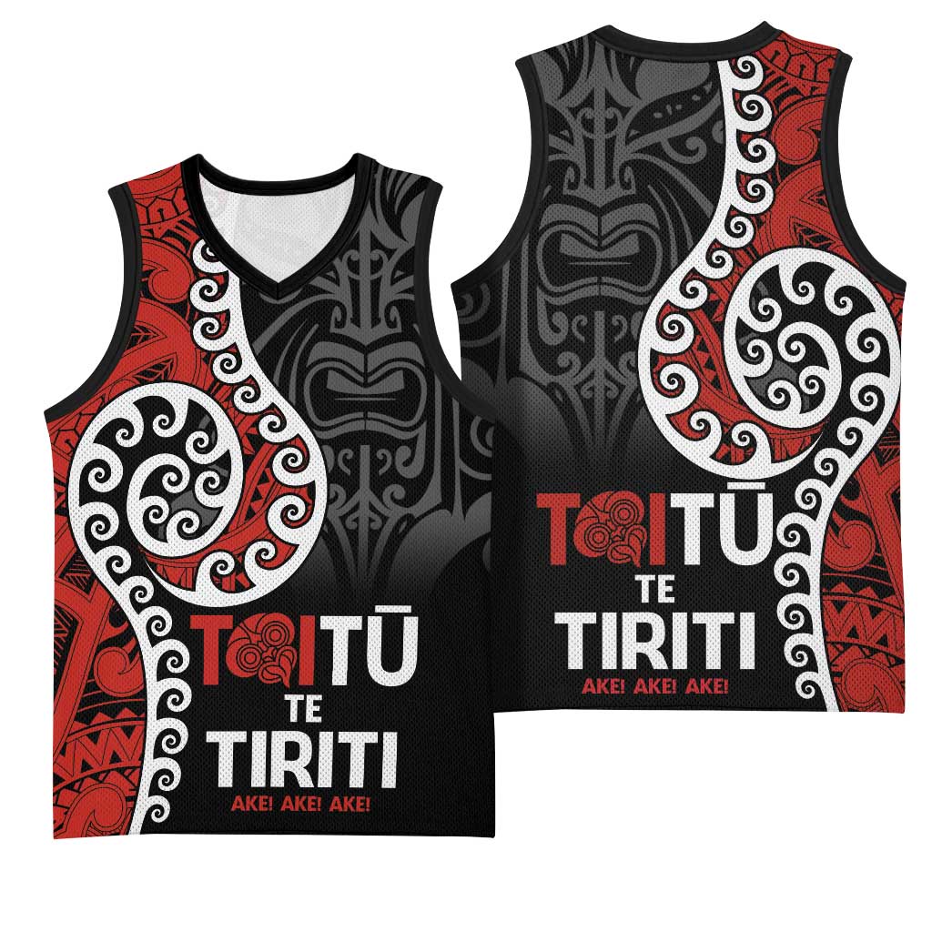 Honour The Treaty New Zealand Basketball Jersey Toitu Te Tiriti Ake Ake Ake - Polynesian Pride