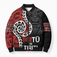 Honour The Treaty New Zealand Bomber Puffer Jacket Toitu Te Tiriti Ake Ake Ake - Polynesian Pride