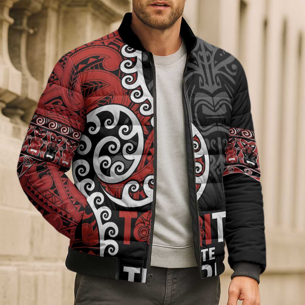 Honour The Treaty New Zealand Bomber Puffer Jacket Toitu Te Tiriti Ake Ake Ake - Polynesian Pride