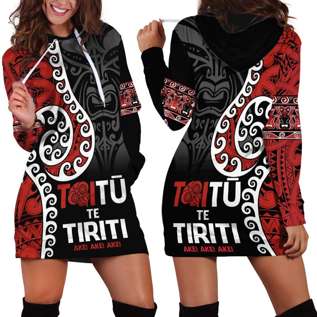 Honour The Treaty New Zealand Hoodie Dress Toitu Te Tiriti Ake!Ake!Ake!