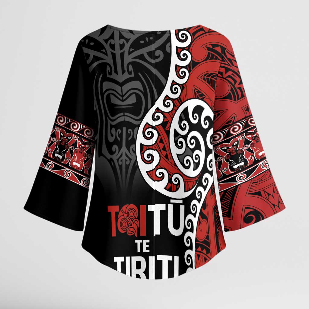 Honour The Treaty New Zealand Kimono Sleeve Blouse Toitu Te Tiriti Ake Ake Ake - Polynesian Pride