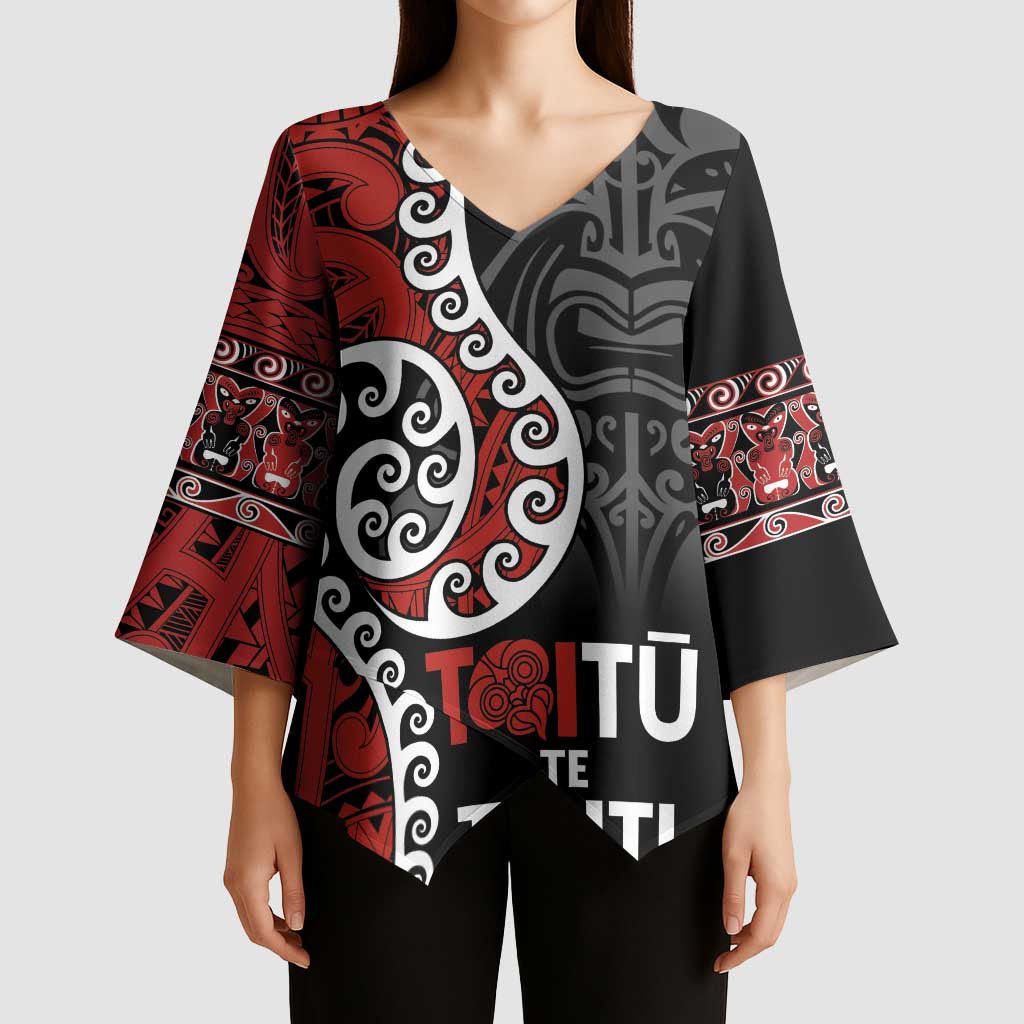 Honour The Treaty New Zealand Kimono Sleeve Blouse Toitu Te Tiriti Ake Ake Ake - Polynesian Pride