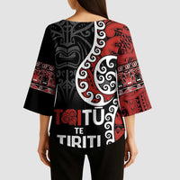 Honour The Treaty New Zealand Kimono Sleeve Blouse Toitu Te Tiriti Ake Ake Ake - Polynesian Pride