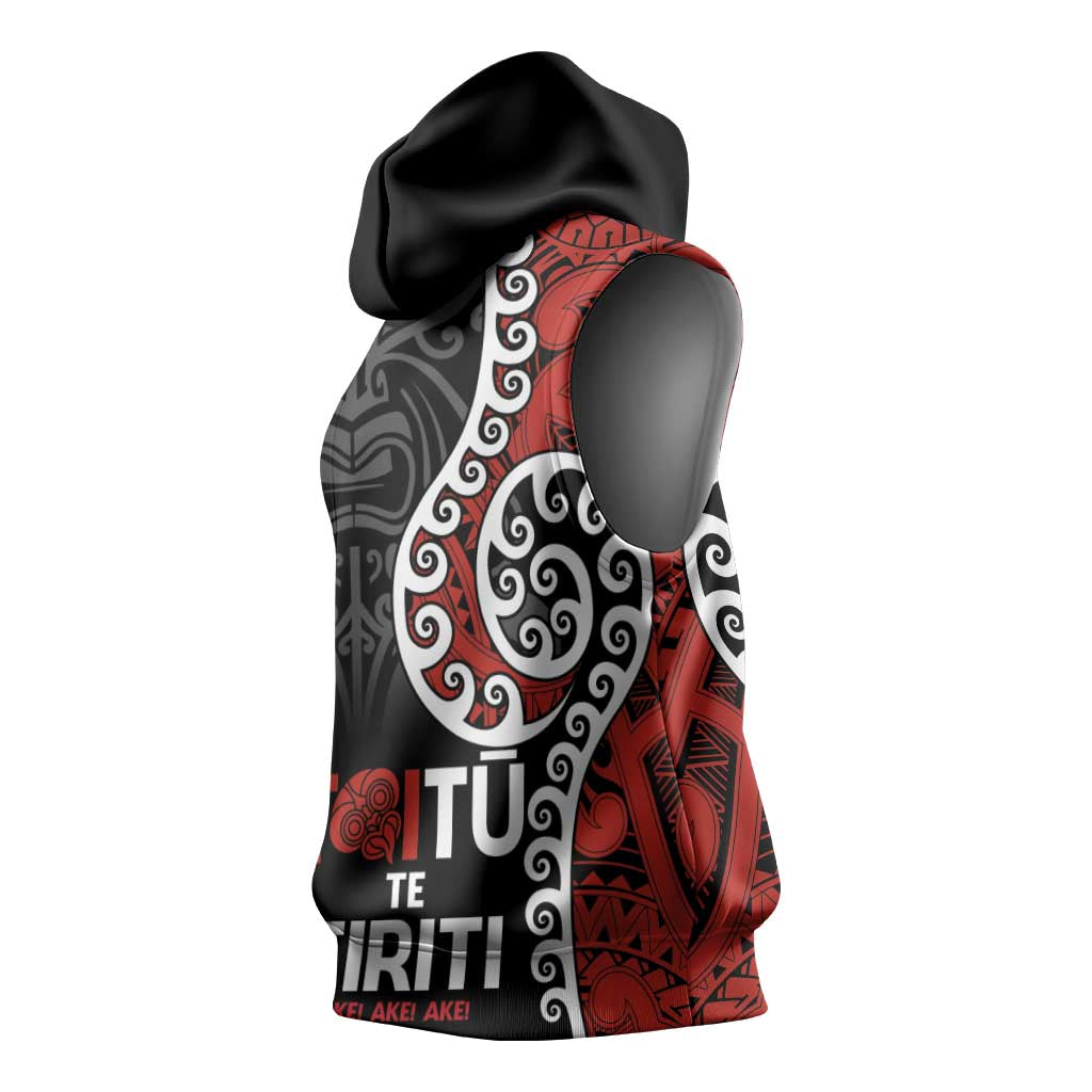 Honour The Treaty New Zealand Sleeveless Hoodie Toitu Te Tiriti Ake Ake Ake - Polynesian Pride