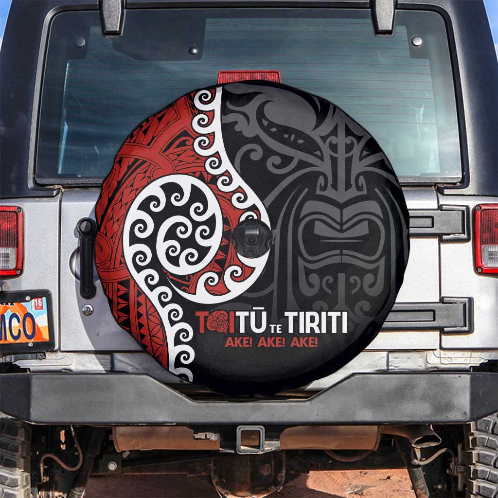 Honour The Treaty New Zealand Spare Tire Cover Toitu Te Tiriti Ake!Ake!Ake! LT9 Black - Polynesian Pride