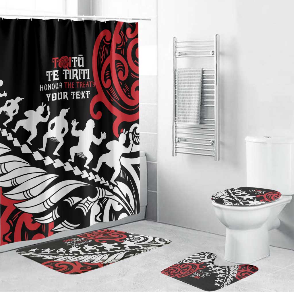 Honour The Treaty New Zealand Personalised Bathroom Set Toitu Te Tiriti Half Fern Haka Dance - Polynesian Pride