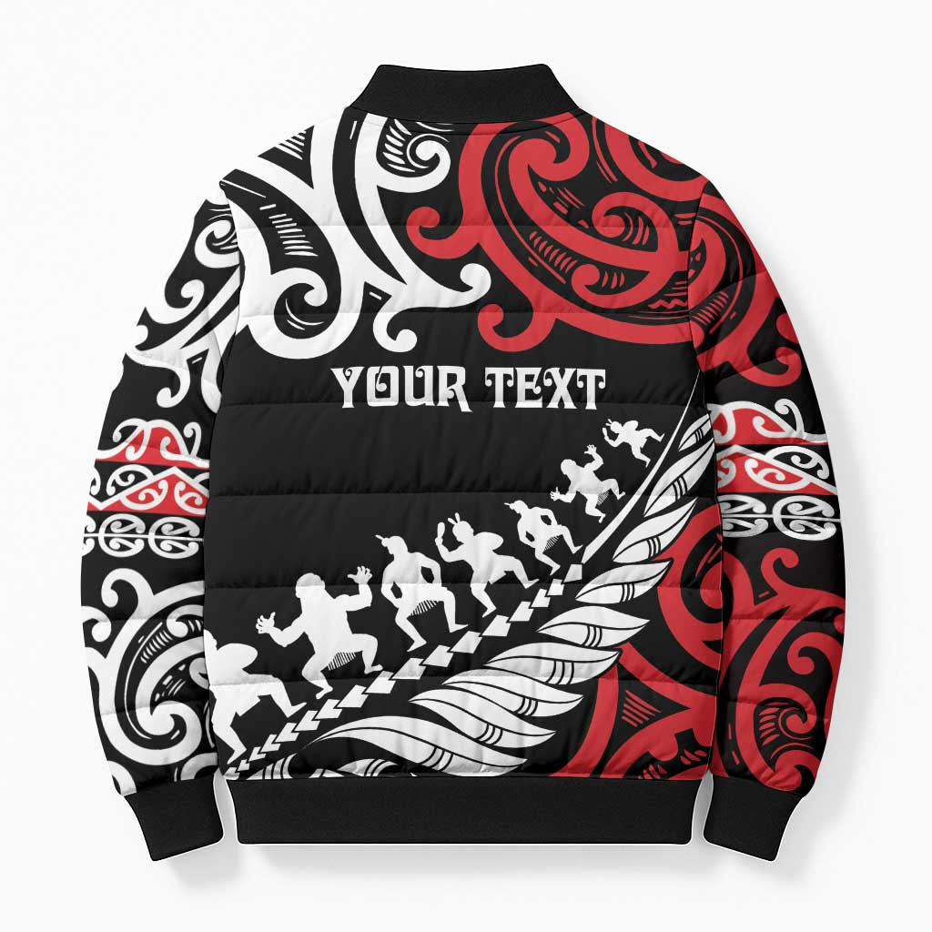 Honour The Treaty New Zealand Personalised Bomber Puffer Jacket Toitu Te Tiriti Half Fern Haka Dance - Polynesian Pride