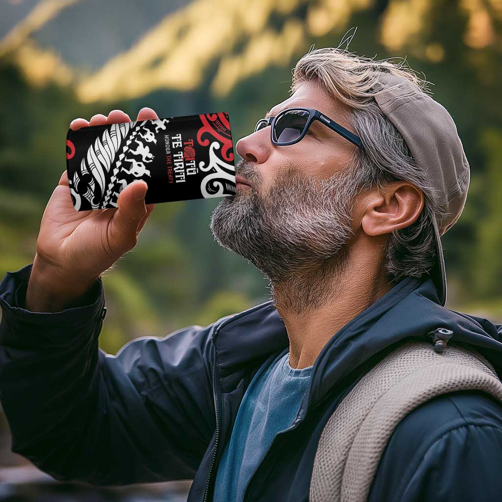 Honour The Treaty New Zealand Personalised 4 in 1 Can Cooler Tumbler Toitu Te Tiriti Half Fern with Haka dance