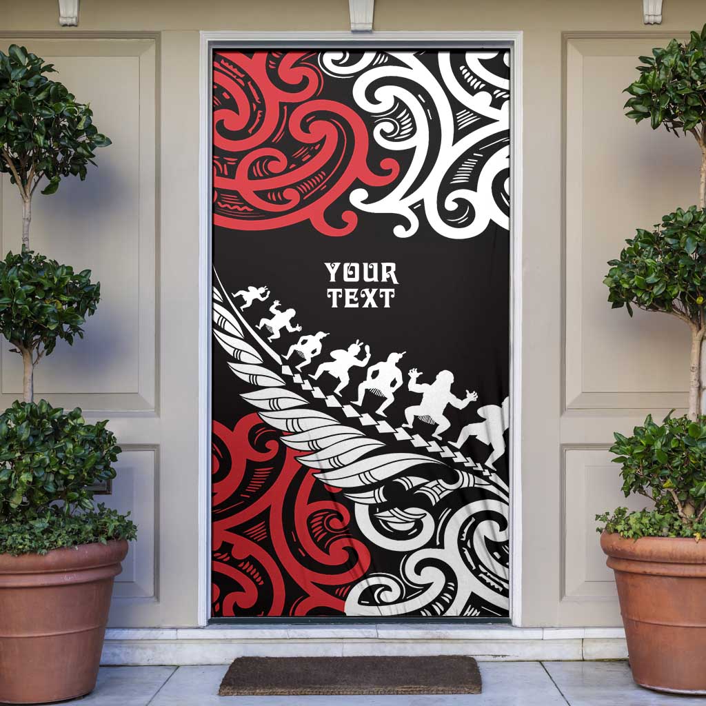 Honour The Treaty New Zealand Personalised Door Cover Toitu Te Tiriti Half Fern Haka Dance - Polynesian Pride