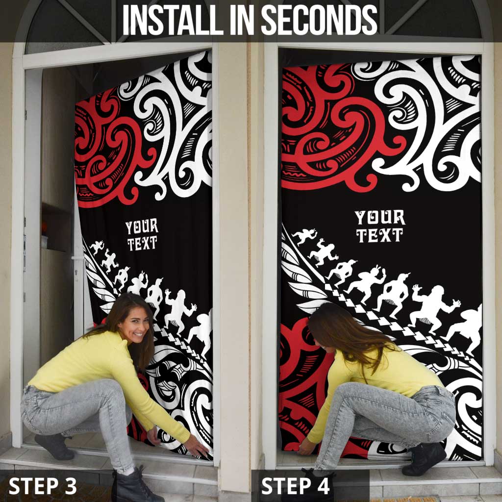 Honour The Treaty New Zealand Personalised Door Cover Toitu Te Tiriti Half Fern Haka Dance - Polynesian Pride