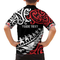 Honour The Treaty New Zealand Personalised Kid Hawaiian Shirt Toitu Te Tiriti Half Fern with Haka dance