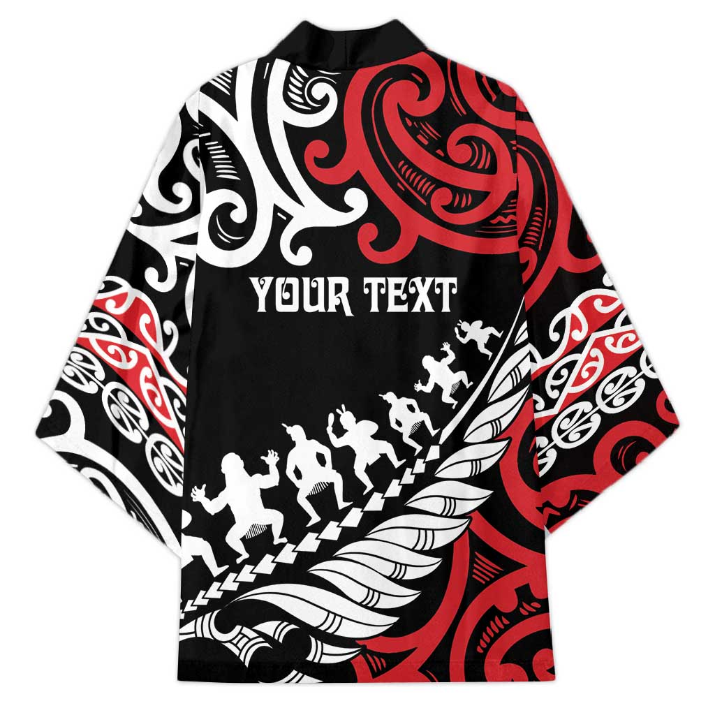 Honour The Treaty New Zealand Personalised Kimono Toitu Te Tiriti Half Fern Haka Dance - Polynesian Pride