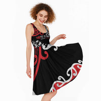 Honour The Treaty New Zealand Personalised Midi Dress Toitu Te Tiriti Half Fern Haka Dance - Polynesian Pride
