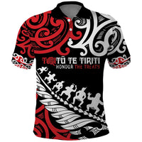Honour The Treaty New Zealand Personalised Polo Shirt Toitu Te Tiriti Half Fern with Haka dance