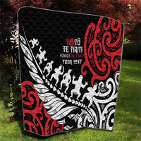 Honour The Treaty New Zealand Personalised Quilt Toitu Te Tiriti Half Fern with Haka dance
