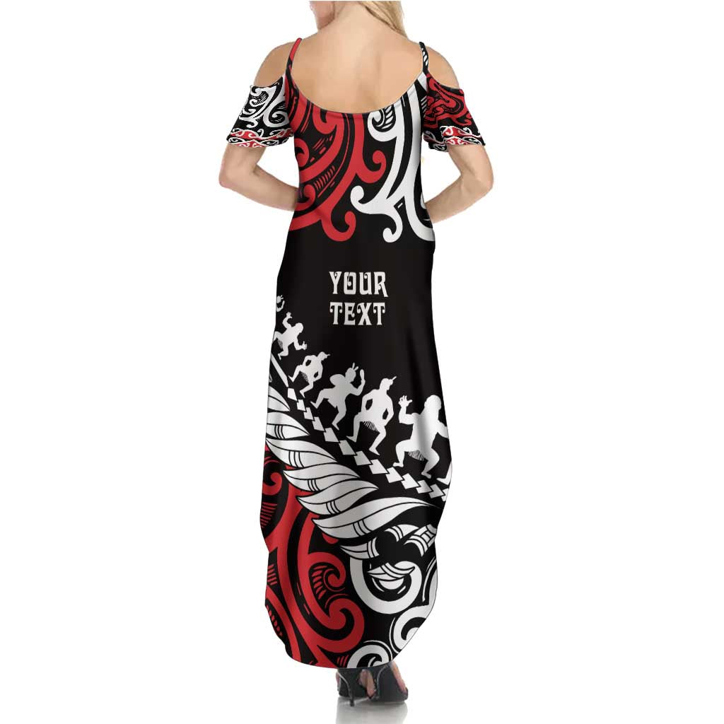 Honour The Treaty New Zealand Personalised Summer Maxi Dress Toitu Te Tiriti Half Fern with Haka dance