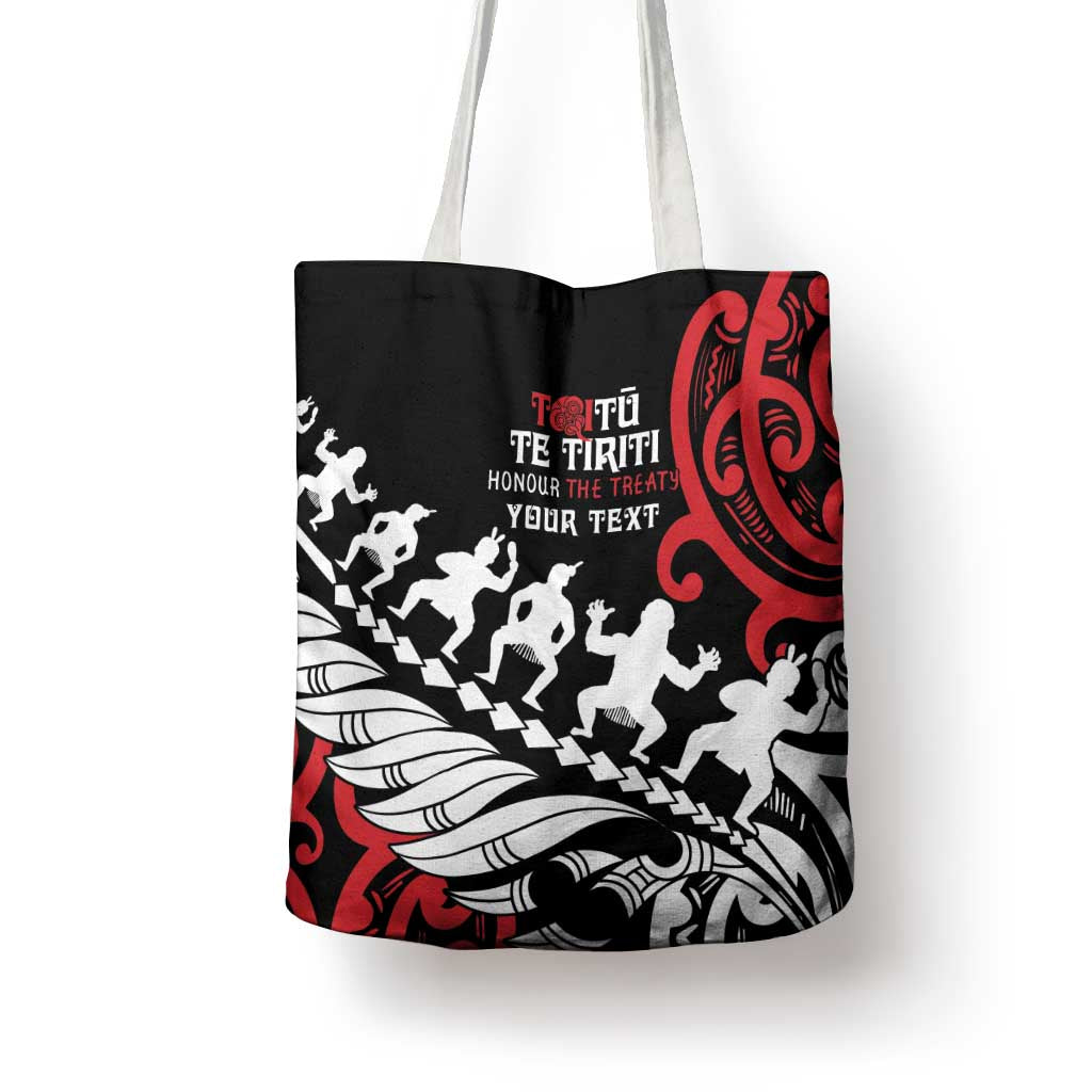 Honour The Treaty New Zealand Personalised Tote Bag Toitu Te Tiriti Half Fern Haka Dance - Polynesian Pride