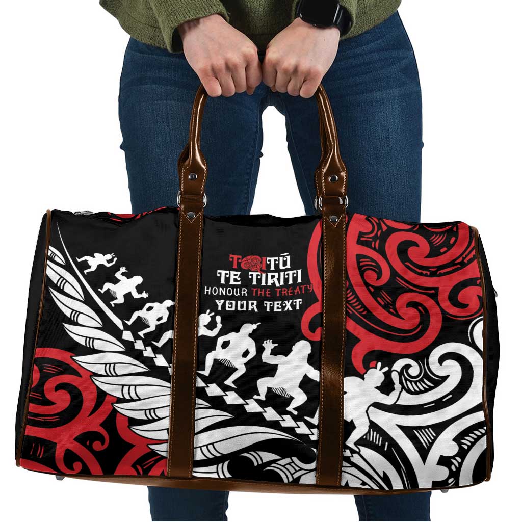 Honour The Treaty New Zealand Personalised Travel Bag Toitu Te Tiriti Half Fern Haka Dance - Polynesian Pride