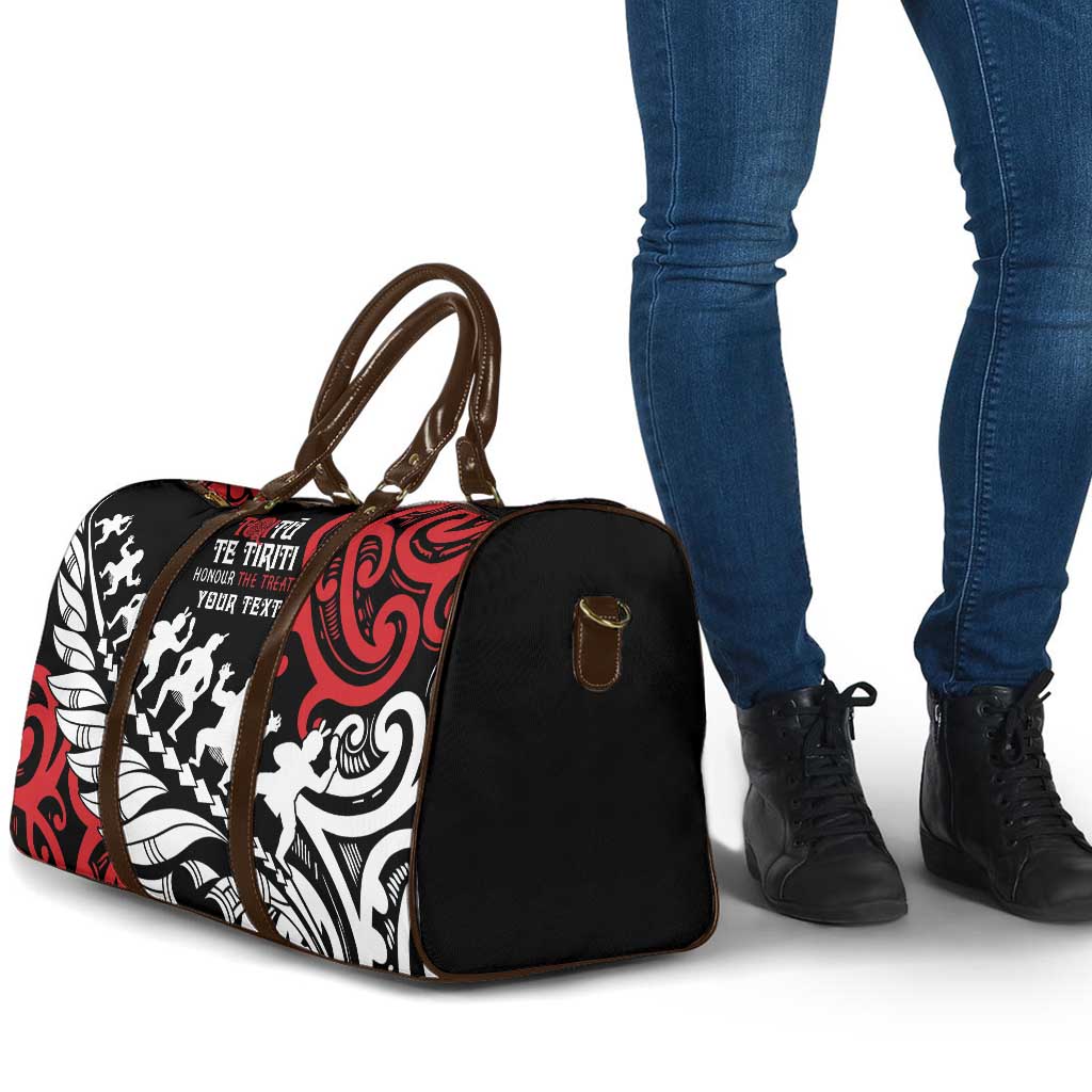 Honour The Treaty New Zealand Personalised Travel Bag Toitu Te Tiriti Half Fern Haka Dance - Polynesian Pride