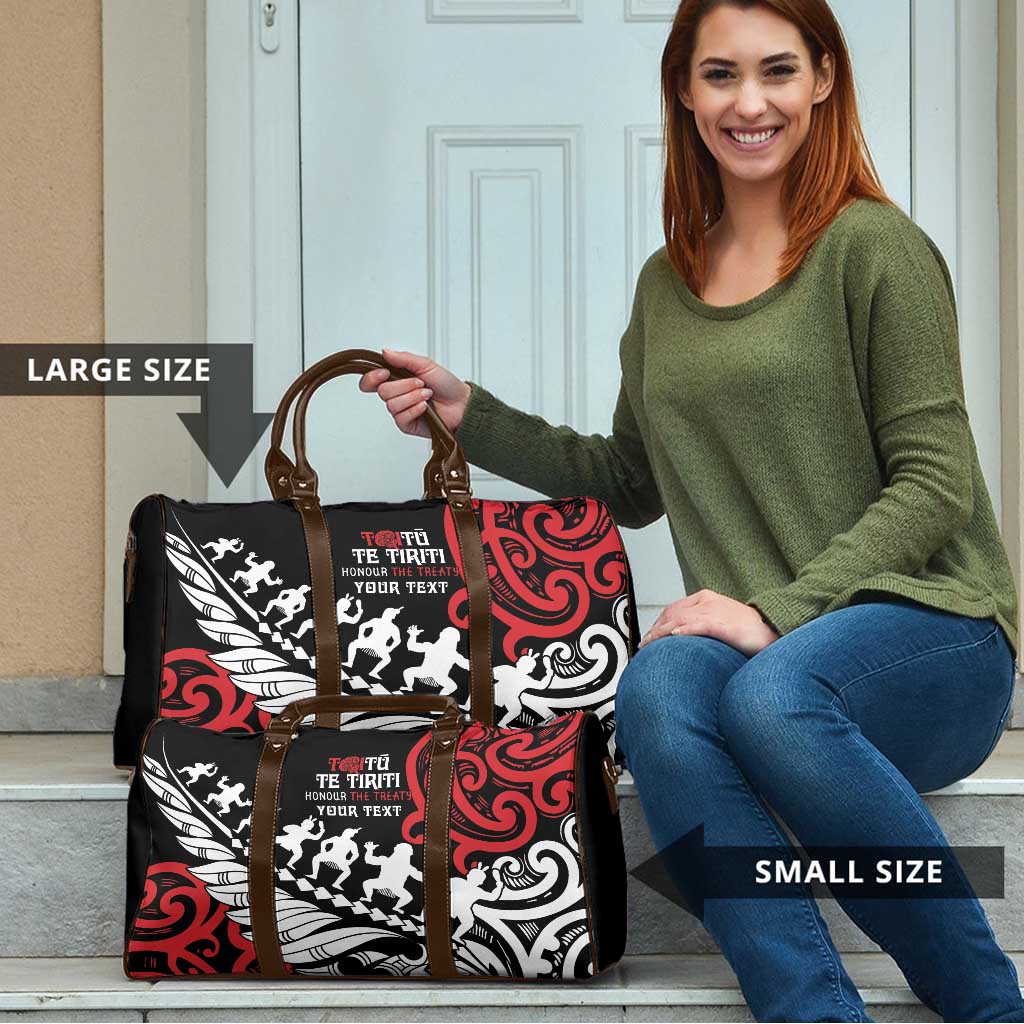 Honour The Treaty New Zealand Personalised Travel Bag Toitu Te Tiriti Half Fern Haka Dance - Polynesian Pride