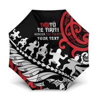 Honour The Treaty New Zealand Personalised Umbrella Toitu Te Tiriti Half Fern Haka Dance - Polynesian Pride