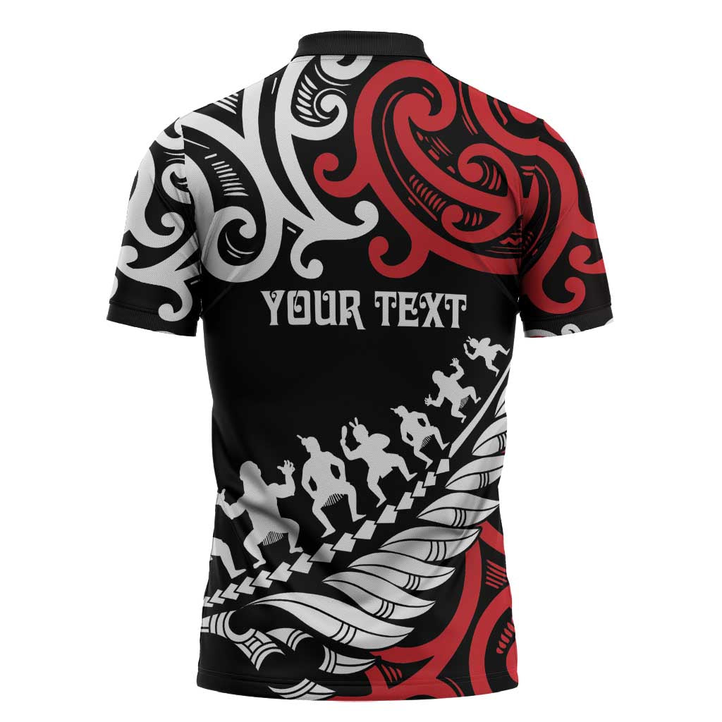Honour The Treaty New Zealand Personalised Zipper Polo Shirt Toitu Te Tiriti Half Fern Haka Dance - Polynesian Pride