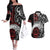 Honour The Treaty New Zealand Personalised Couples Matching Off The Shoulder Long Sleeve Dress and Hawaiian Shirt Toitu Te Tiriti Indigenous Maori Face