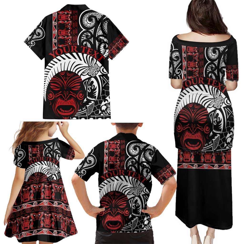 Honour The Treaty New Zealand Personalised Family Matching Puletasi and Hawaiian Shirt Toitu Te Tiriti Indigenous Maori Face