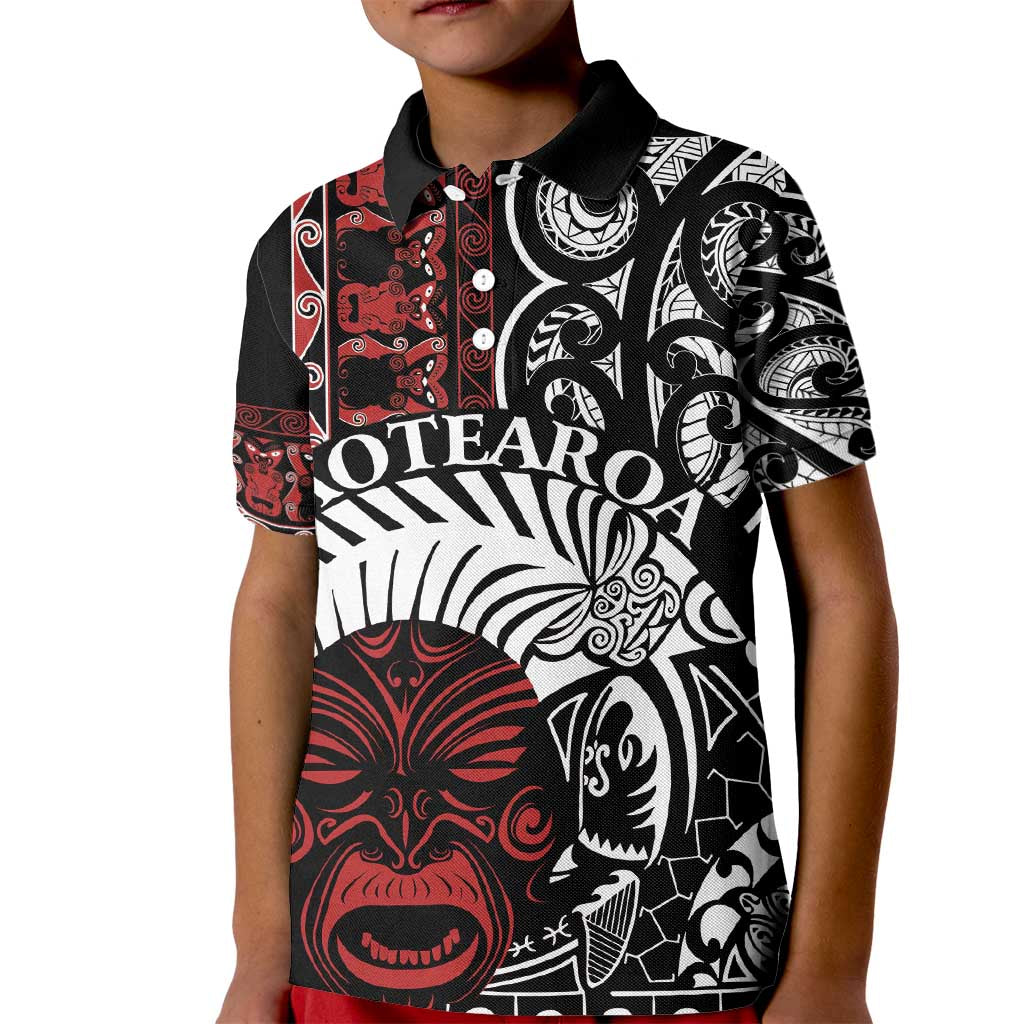 Honour The Treaty New Zealand Personalised Kid Polo Shirt Toitu Te Tiriti Indigenous Maori Face
