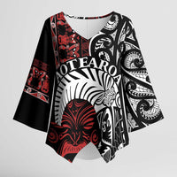 Honour The Treaty New Zealand Personalised Kimono Sleeve Blouse Toitu Te Tiriti Indigenous Maori Face - Polynesian Pride