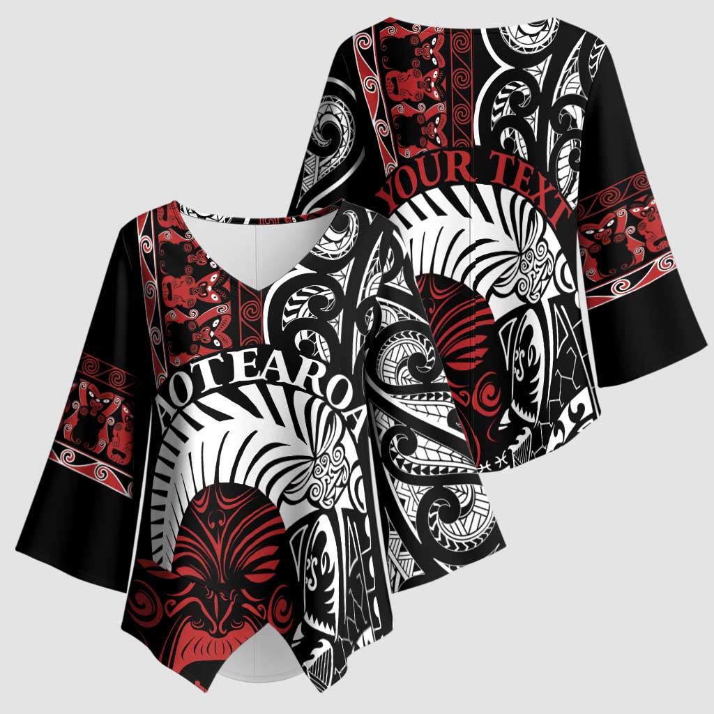 Honour The Treaty New Zealand Personalised Kimono Sleeve Blouse Toitu Te Tiriti Indigenous Maori Face - Polynesian Pride
