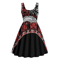 Honour The Treaty New Zealand Personalised Midi Dress Toitu Te Tiriti Indigenous Maori Face - Polynesian Pride