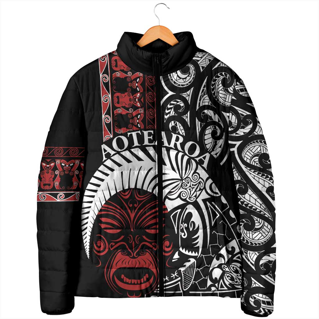Honour The Treaty New Zealand Personalised Padded Jacket Toitu Te Tiriti Indigenous Maori Face - Polynesian Pride
