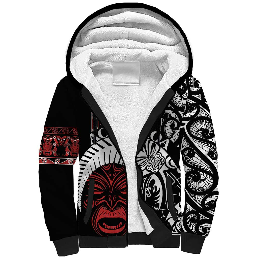 Honour The Treaty New Zealand Personalised Sherpa Hoodie Toitu Te Tiriti Indigenous Maori Face