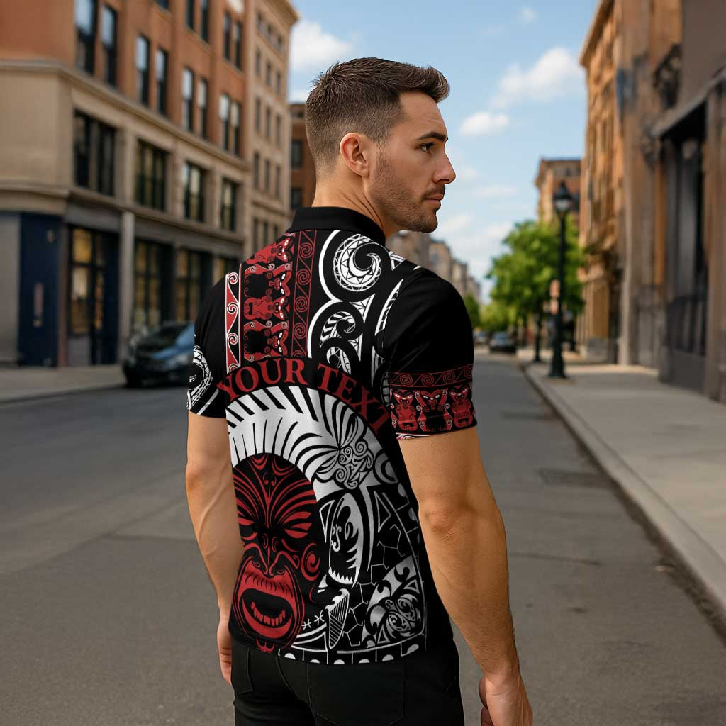 Honour The Treaty New Zealand Personalised Zipper Polo Shirt Toitu Te Tiriti Indigenous Maori Face - Polynesian Pride