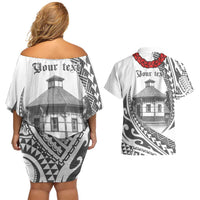Samoa Mau Movement House Personalised Couples Matching Off Shoulder Short Dress and Hawaiian Shirt Fa'a Samoa The Samoan Way