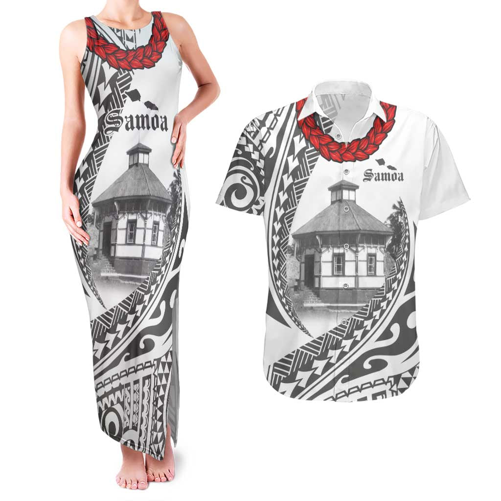 Samoa Mau Movement House Personalised Couples Matching Tank Maxi Dress and Hawaiian Shirt Fa'a Samoa The Samoan Way