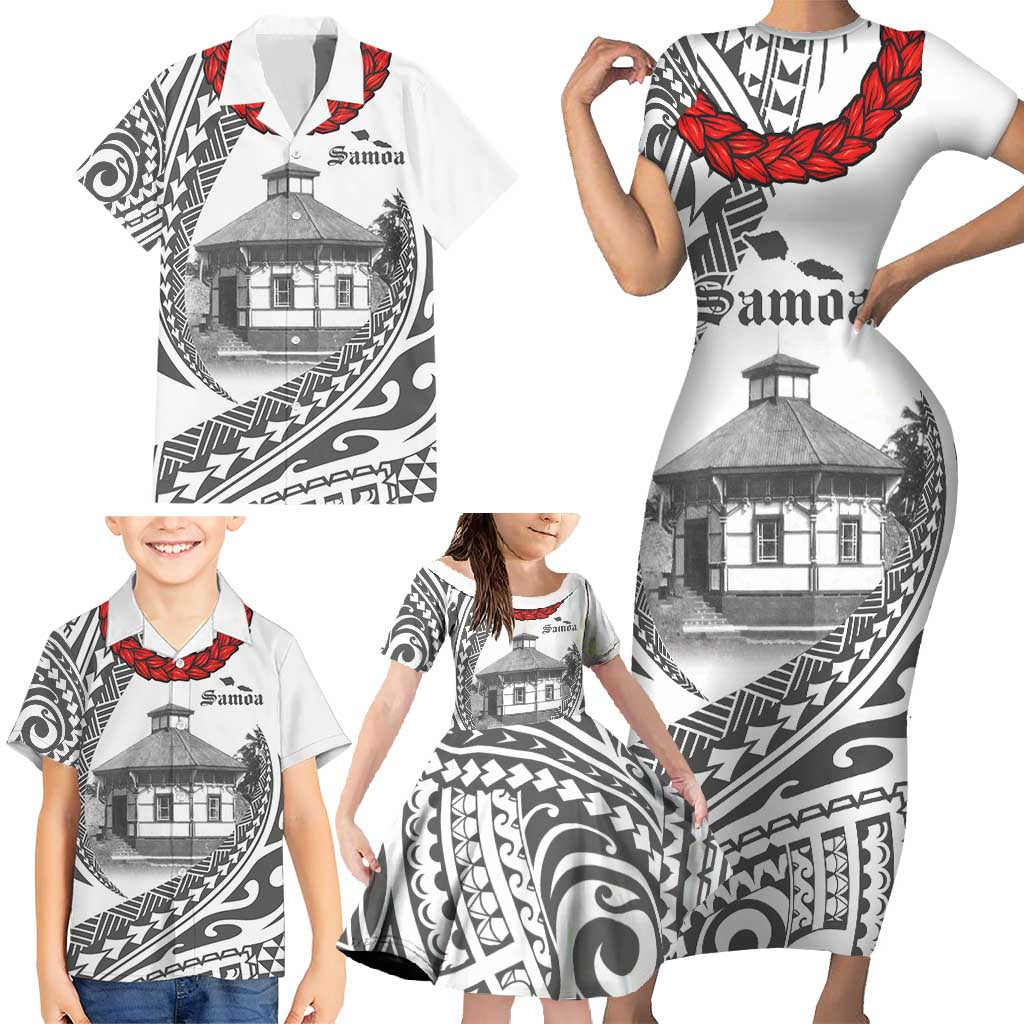 Samoa Mau Movement House Personalised Family Matching Short Sleeve Bodycon Dress and Hawaiian Shirt Fa'a Samoa The Samoan Way