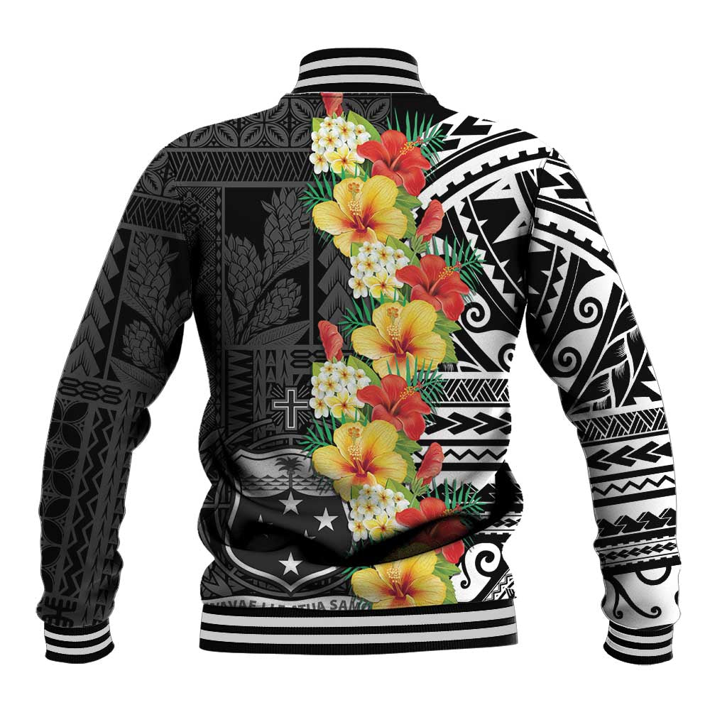 Samoa Tribal Hibiscus Flowers Baseball Jacket