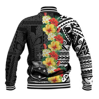 Samoa Tribal Hibiscus Flowers Baseball Jacket