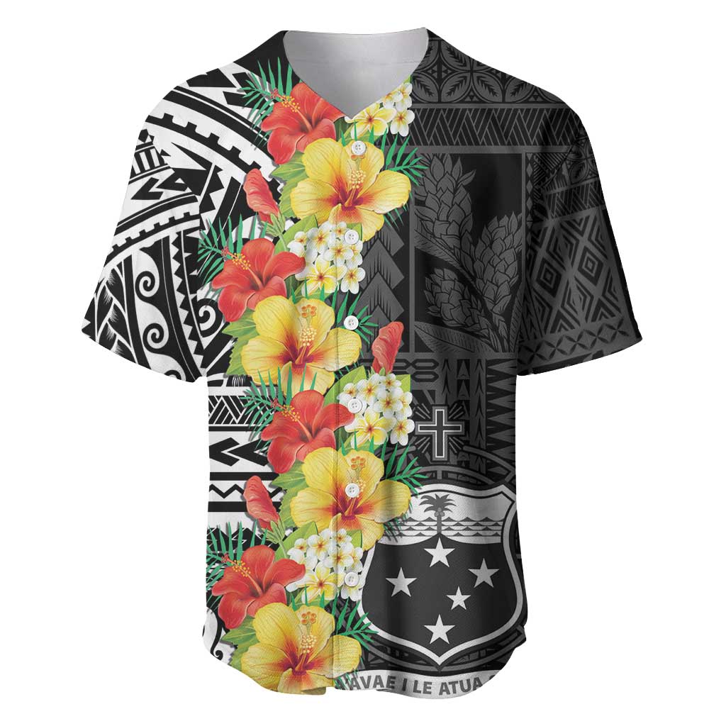 Samoa Tribal Hibiscus Flowers Baseball Jersey