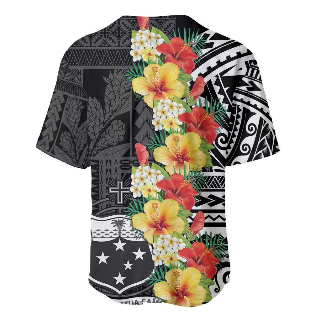 Samoa Tribal Hibiscus Flowers Baseball Jersey
