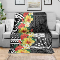 Samoa Tribal Hibiscus Flowers Blanket