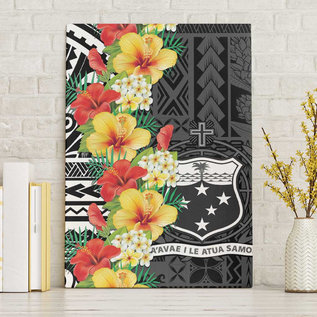 Samoa Tribal Hibiscus Flowers Canvas Wall Art