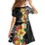 Samoa Tribal Hibiscus Flowers Family Matching Long Sleeve Bodycon Dress and Hawaiian Shirt