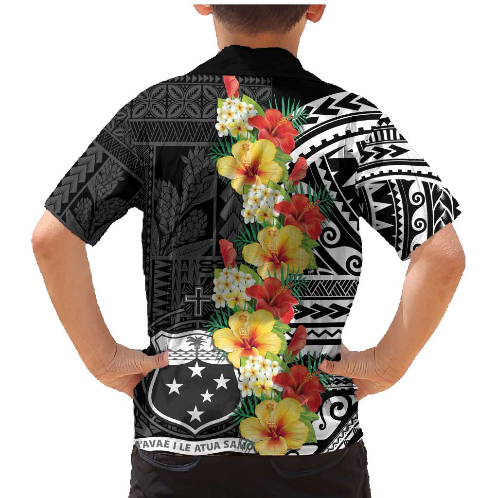 Samoa Tribal Hibiscus Flowers Family Matching Mermaid Dress and Hawaiian Shirt