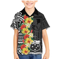 Samoa Tribal Hibiscus Flowers Family Matching Mermaid Dress and Hawaiian Shirt