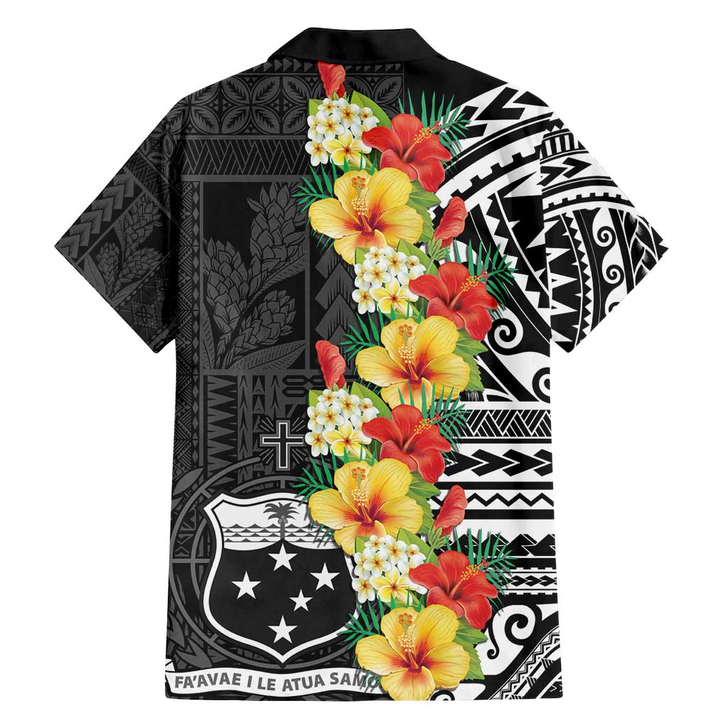 Samoa Tribal Hibiscus Flowers Family Matching Off Shoulder Short Dress and Hawaiian Shirt